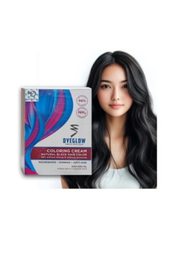 Dyeglow Hair Color, Ammonia-free, Non-Allergic,Natural Black,Hair Colouring Cream,1000Ml, Without Alergy, Nourishing and Anti-Aging,500ml+500ml - Image 3